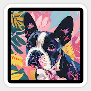 Retro Boston Terrier: Pastel Pup Revival Sticker